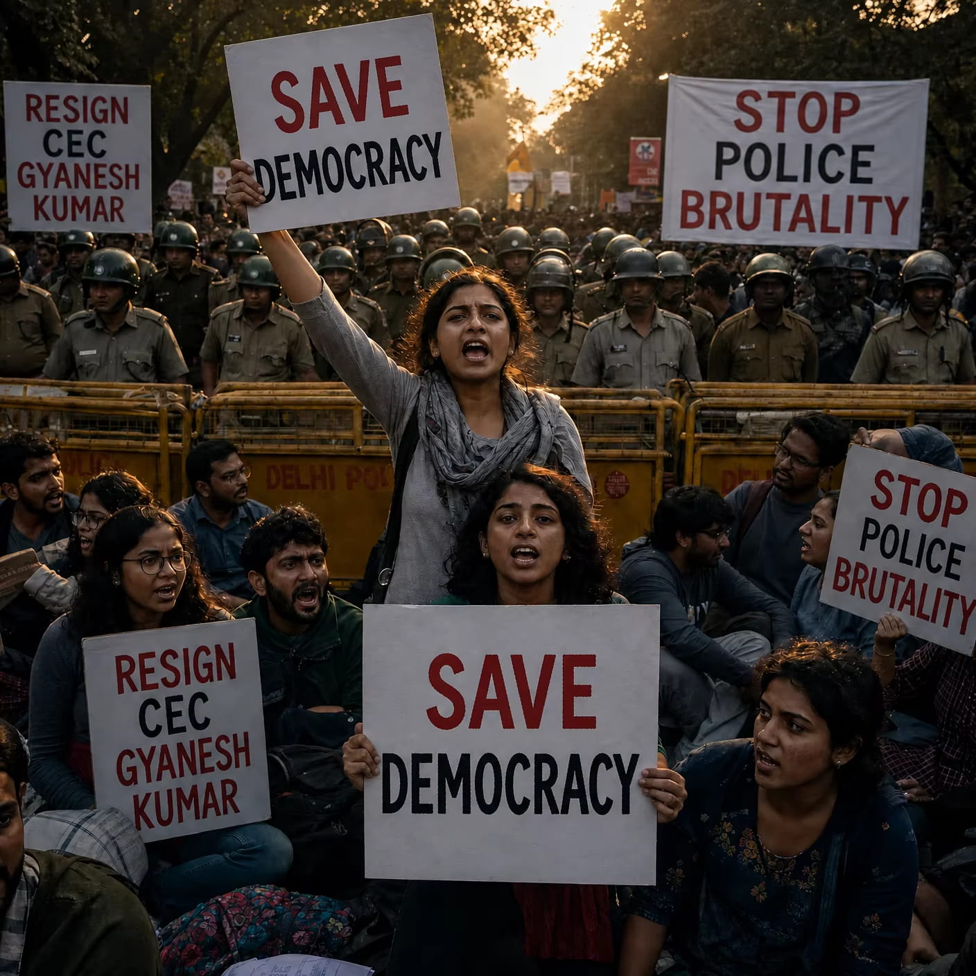 Citizens gathering for a peaceful public demonstration in Delhi