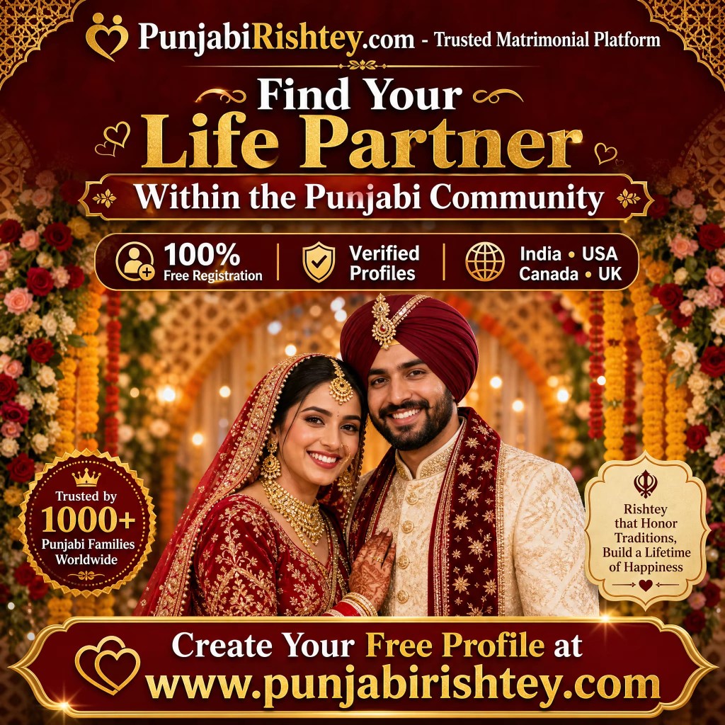PunjabiRishtey.com trusted matrimonial platform. Find your life partner within the Punjabi community. Free registration and verified profiles.